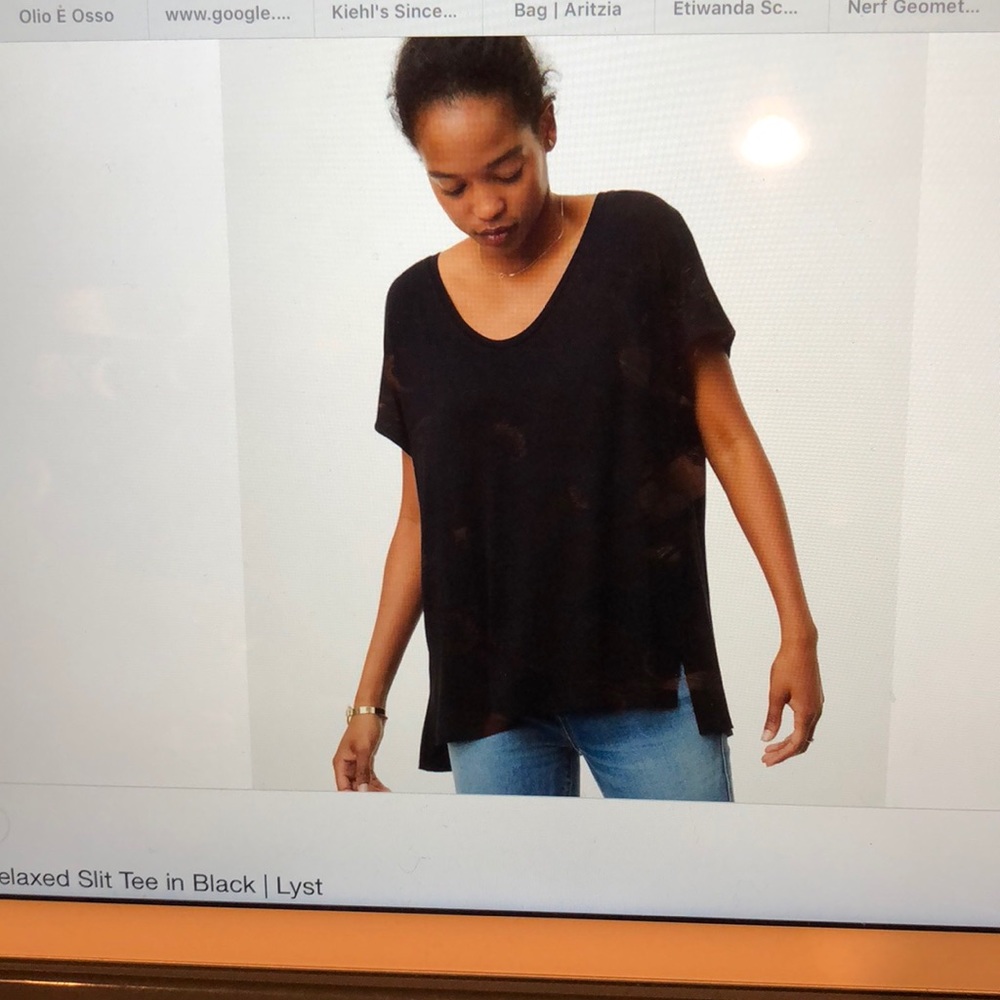 NWT LOFT black relaxed slit tee